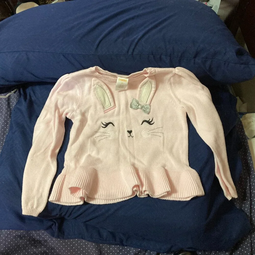 Gymboree pink bunny rabbit sweater sz 3T